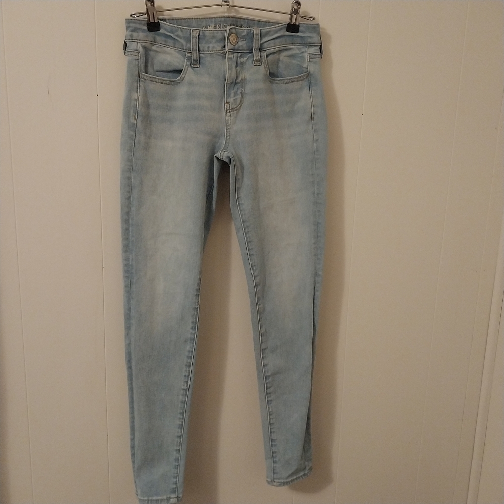 American Eagle Outfitters Blue Jeggings with Faded Details